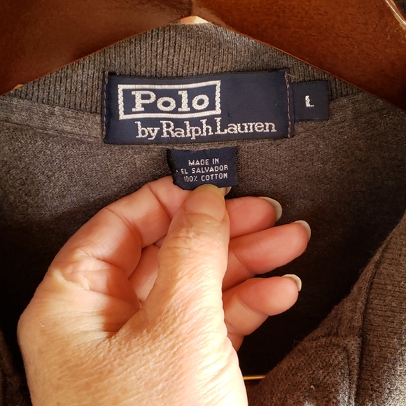 🏡DV Polo by Ralph Lauren Long Sleeve Gray Polo L - Picture 5 of 6